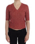 Dolce & Gabbana Red Wool Tweed Short Sleeve Sweater Pullover